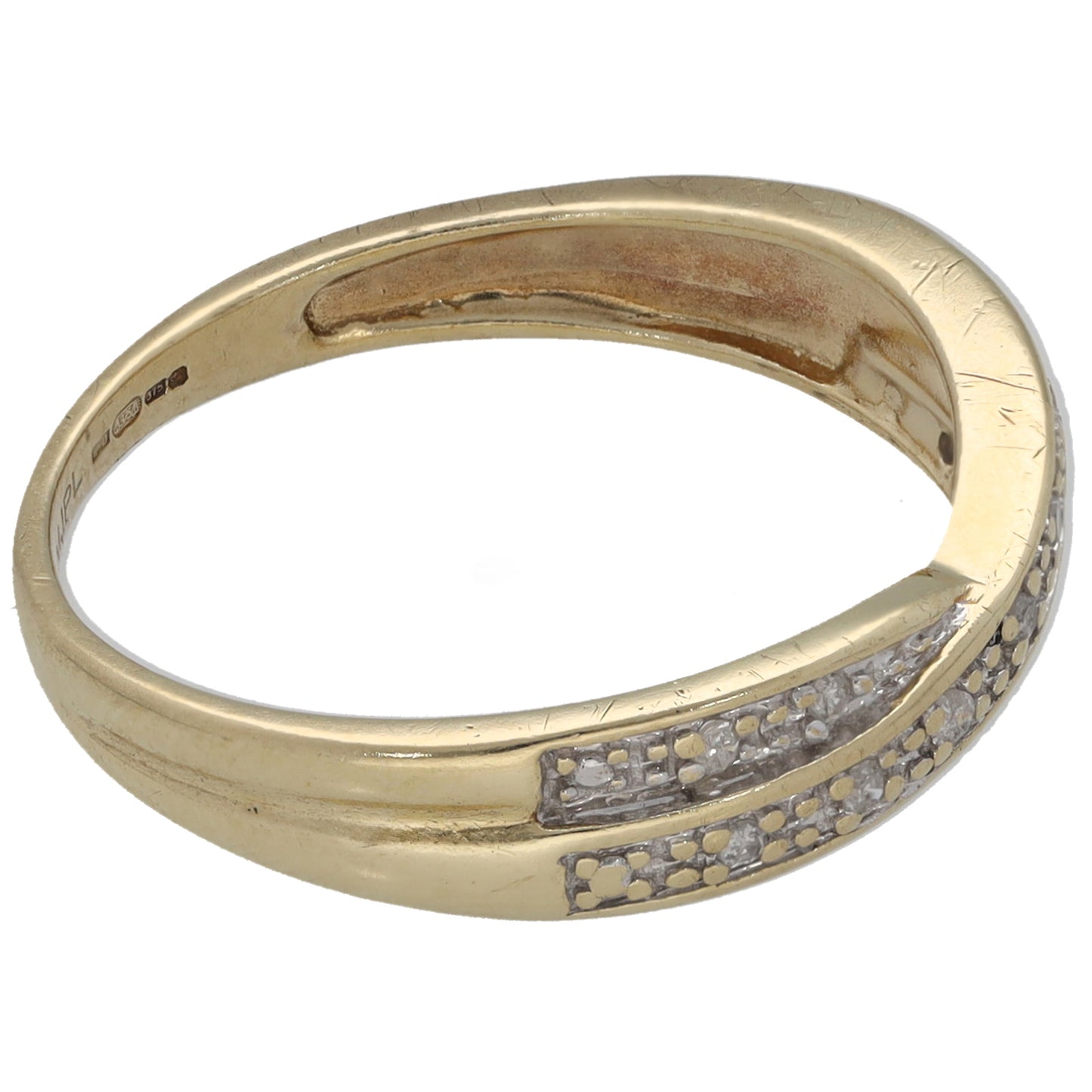 9ct Gold 0.055ct Diamond Half Eternity Ring Size M