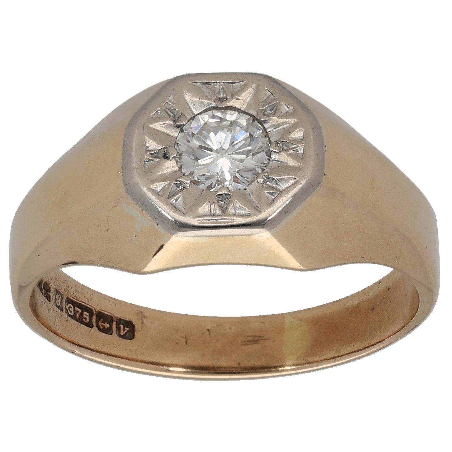 9ct Gold 0.33ct Diamond Solitaire Ring Size T