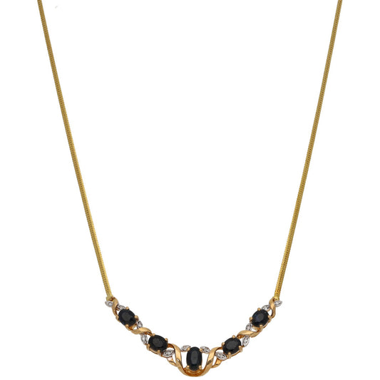 9ct Gold Sapphire & 0.06ct Diamond Fancy Necklace 16"