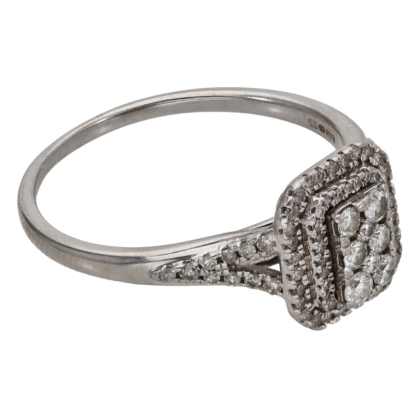 9ct White Gold 0.50ct Diamond Dress/Cocktail Ring Size S