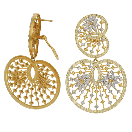 14ct Bi-Colour Gold Drop Earrings