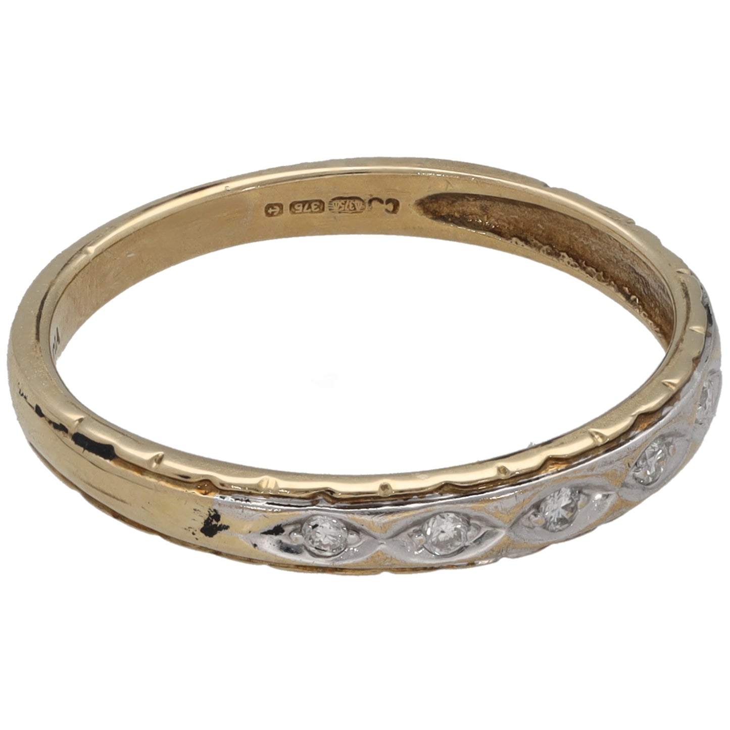9ct Gold 0.06ct Diamond Half Eternity Ring Size M