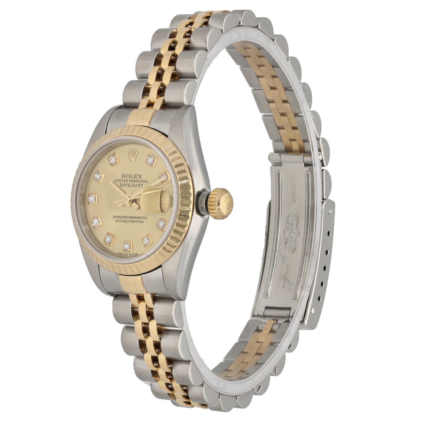 Rolex Lady Datejust 79173, champagne dial, diamon hour markers, stainless steel and gold