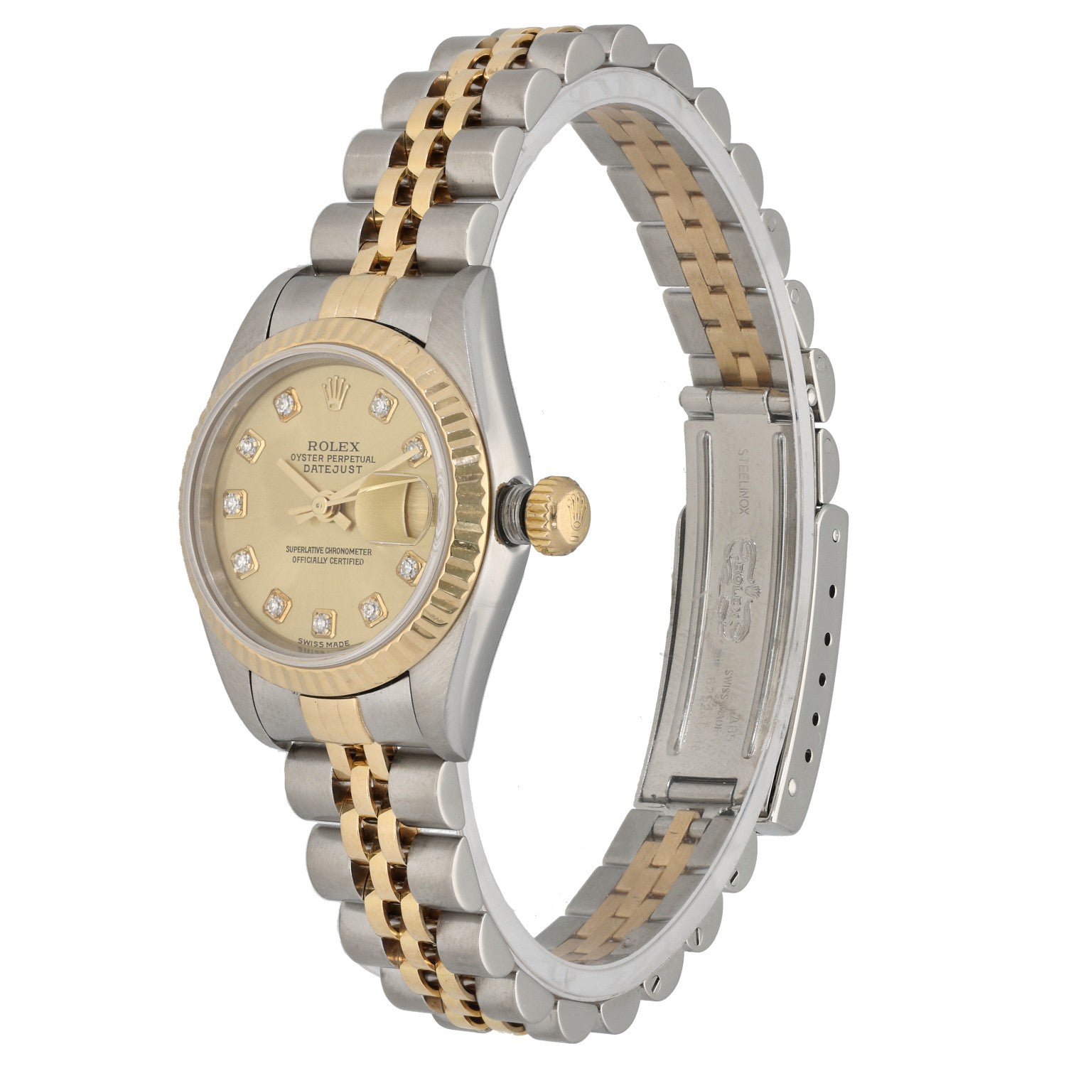 Rolex Lady Datejust 79173, champagne dial, diamon hour markers, stainless steel and gold
