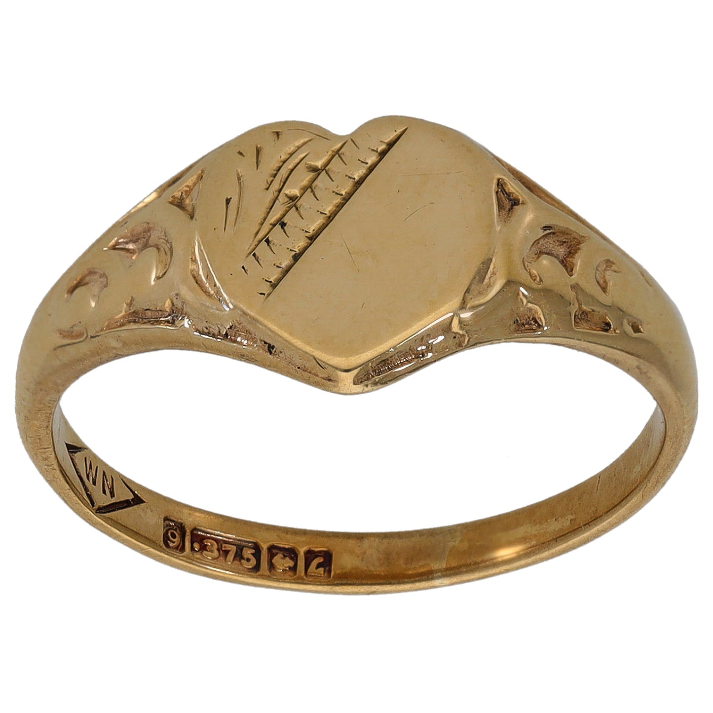 9ct Gold Patterned Signet Ring Size N
