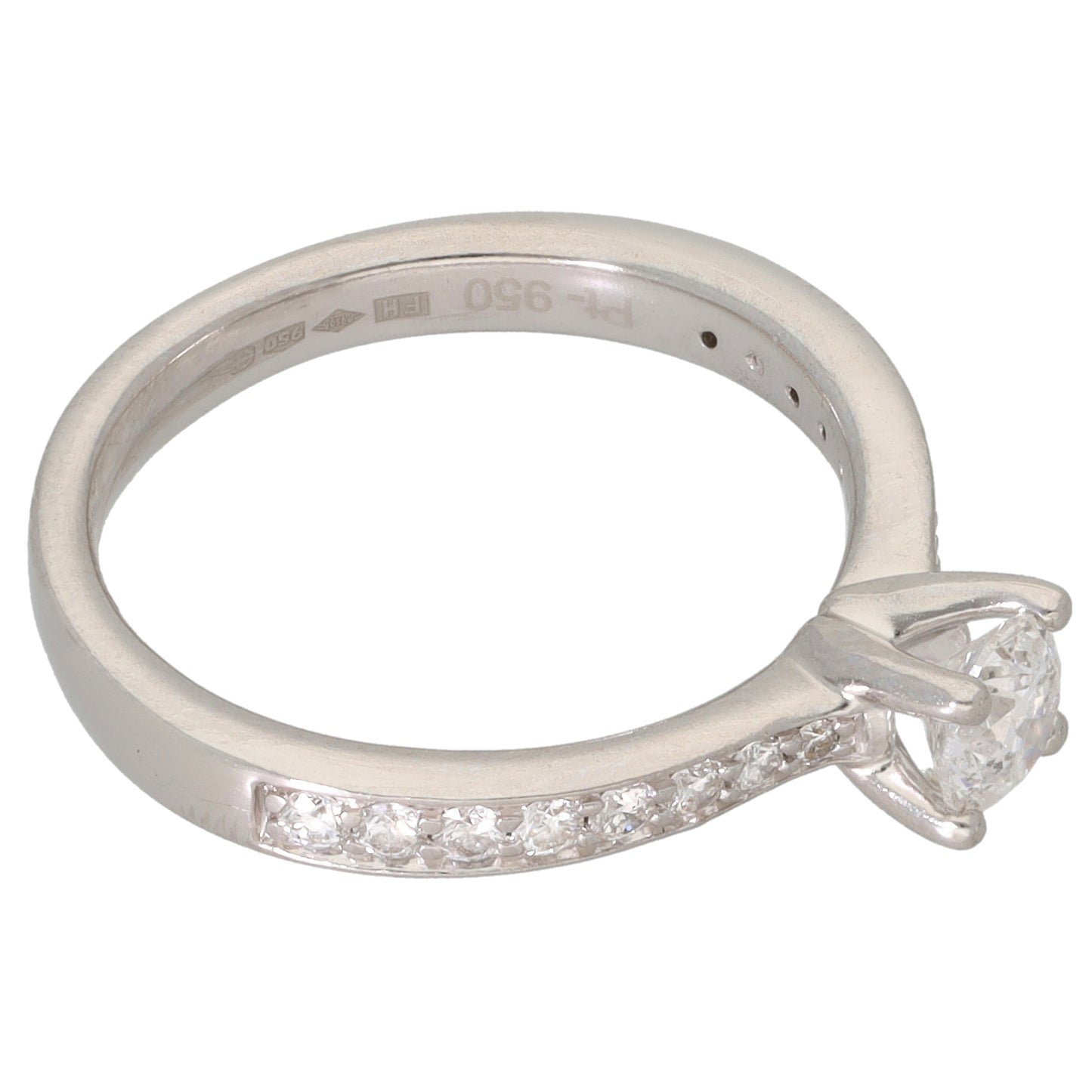 Platinum 0.46ct Diamond Solitaire Ring With Accent Stones Size L