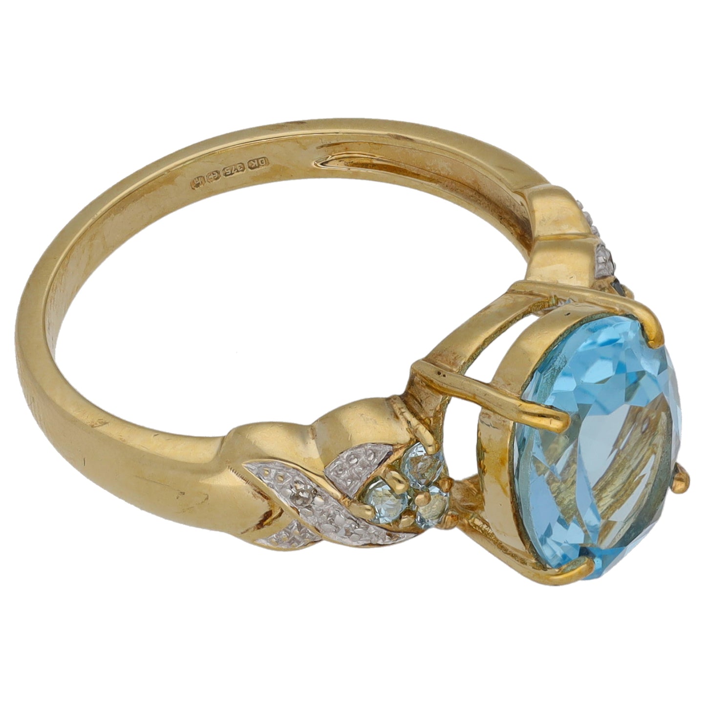 9ct Gold 0.02ct Diamond & Topaz Dress/Cocktail Ring Size N