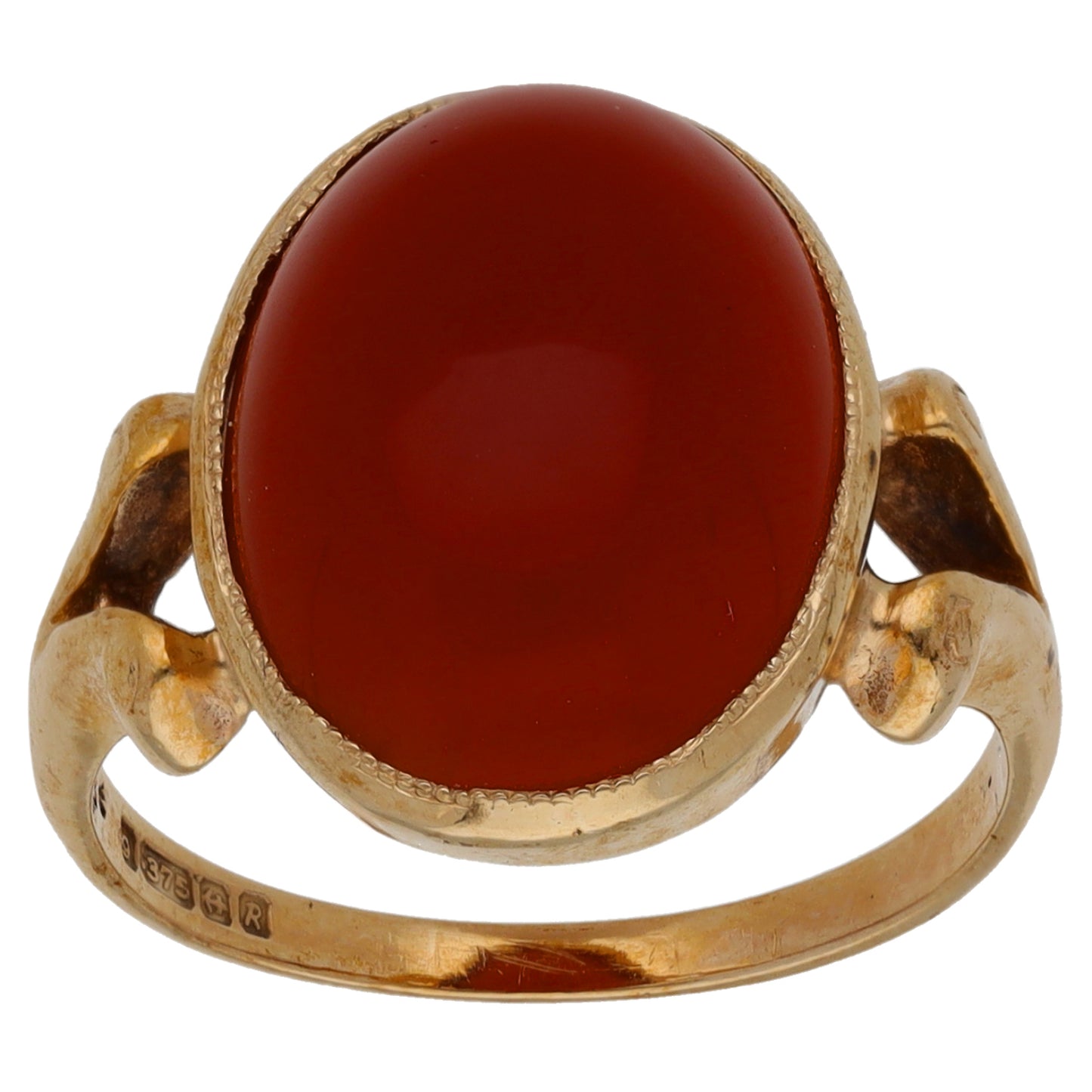 9ct Gold Carnelian Single Stone Ring Size N