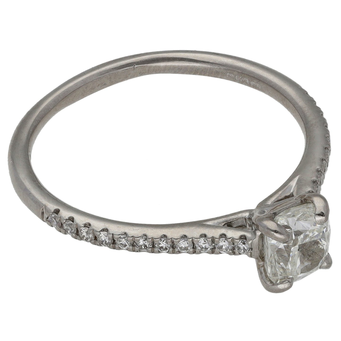 Platinum 0.88ct Diamond Solitaire Ring With Accent Stones Size P