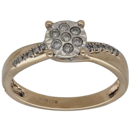 9ct Gold 0.20ct Diamond Cluster Ring Size M
