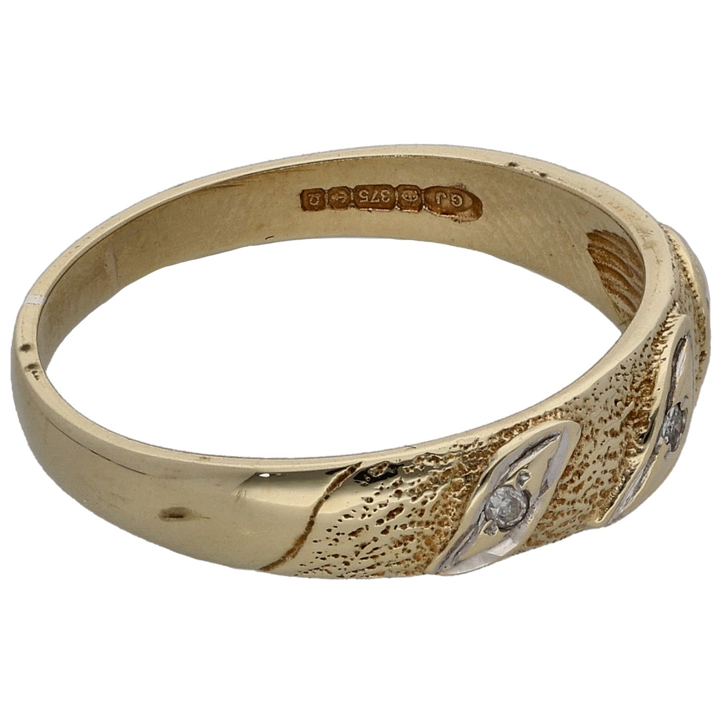 9ct Gold 0.03ct Diamond Three Stone Ring Size K