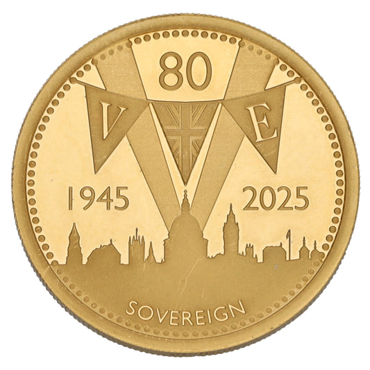 22ct Gold VE Day 80th Anniversary Full Sovereign Coin 2025