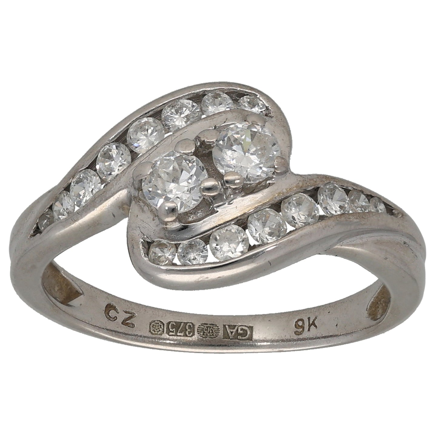 9ct White Gold Cubic Zirconia Dress/Cocktail Ring Size N