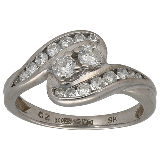 9ct White Gold Cubic Zirconia Dress/Cocktail Ring Size N