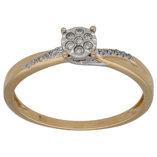 9ct Gold 0.10ct Diamond Cluster Ring Size T