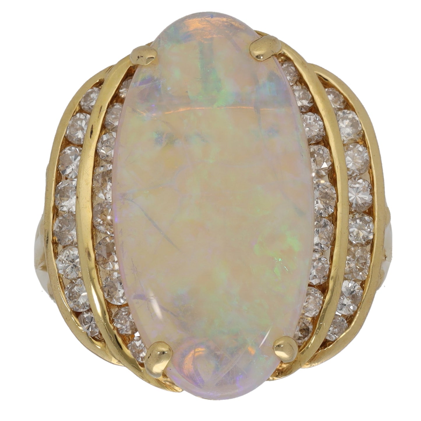 18ct Gold Opal & 1.02ct Diamond Dress/Cocktail Ring Size M