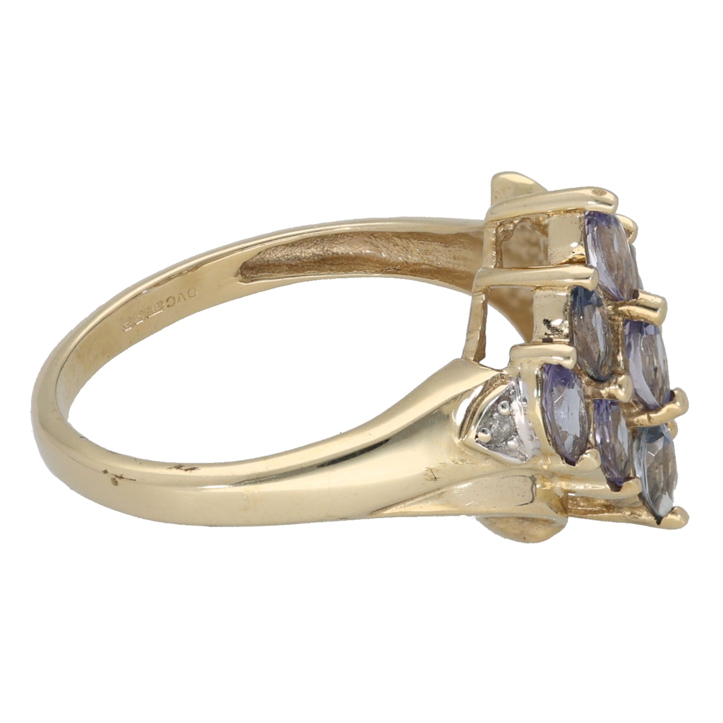 9ct Gold Tanzanite & 0.01ct Diamond Dress/Cocktail Ring Size M