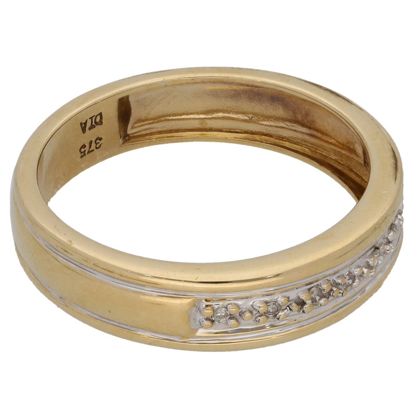9ct Gold 0.045ct Diamond Half Eternity Ring Size N