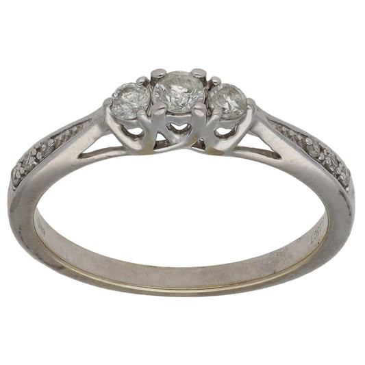 9ct White Gold 0.23ct Diamond Dress/Cocktail Ring Size N