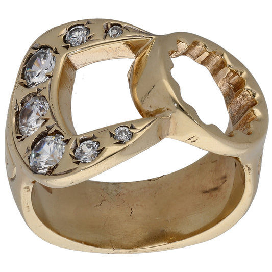 9ct Gold Cubic Zirconia Spanner Ring Size Y