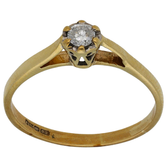 9ct Gold 0.10ct Diamond Solitaire Ring Size L