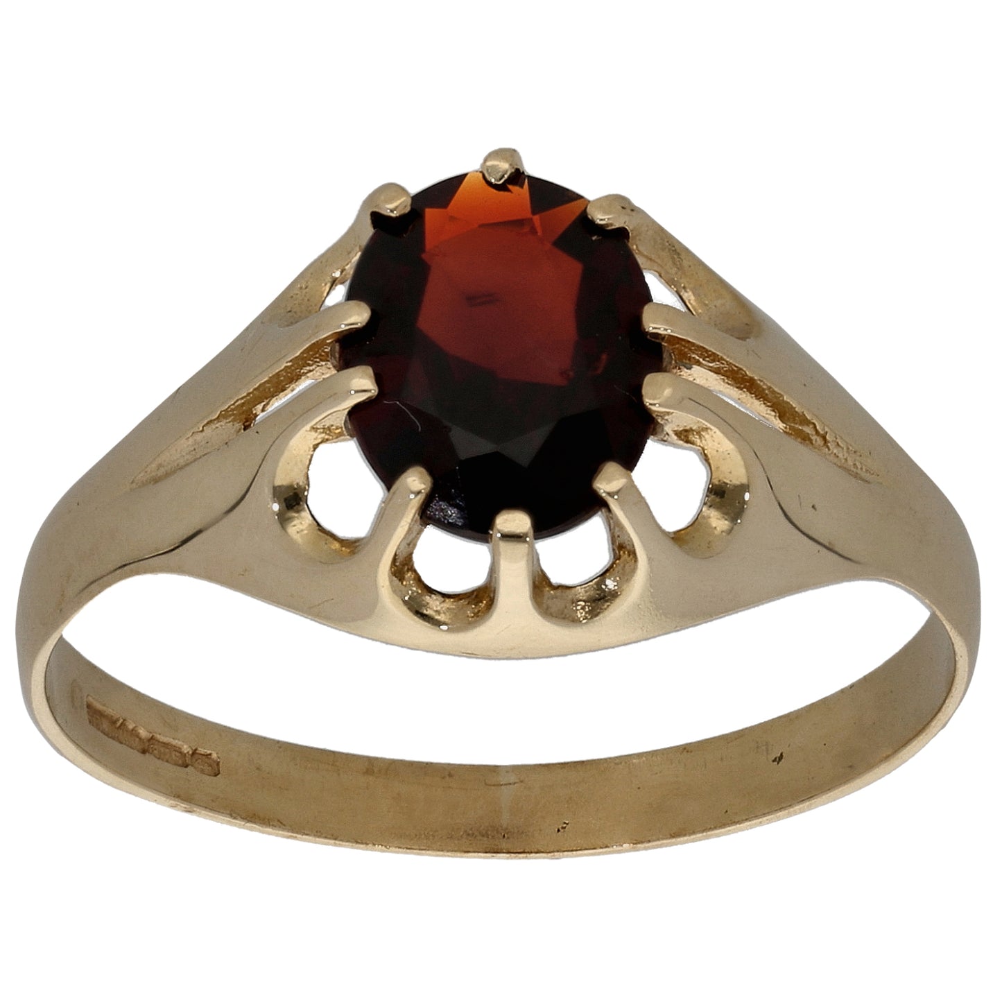 9ct Gold Garnet Single Stone Ring Size T