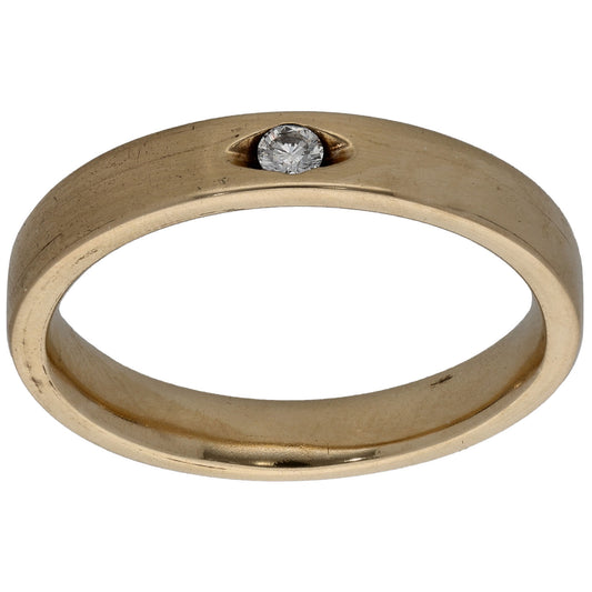 9ct Gold 0.04ct Diamond Plain Wedding Ring Size M