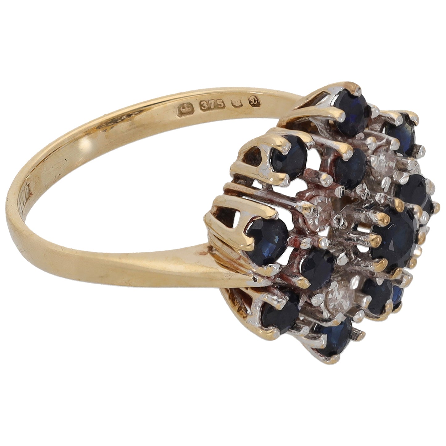 9ct Gold Sapphire & 0.08ct Dress/Cocktail Ring Size P