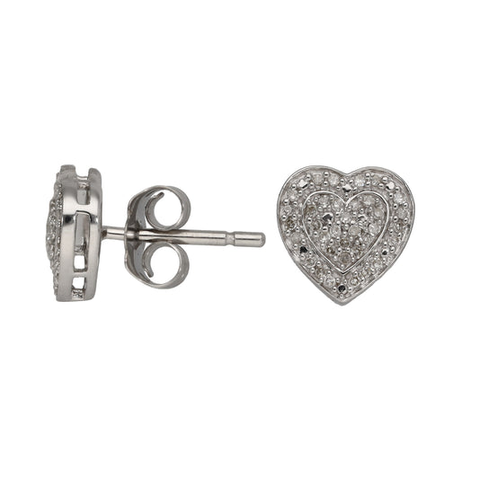 9ct White Gold 0.01ct Diamond Cluster Earrings