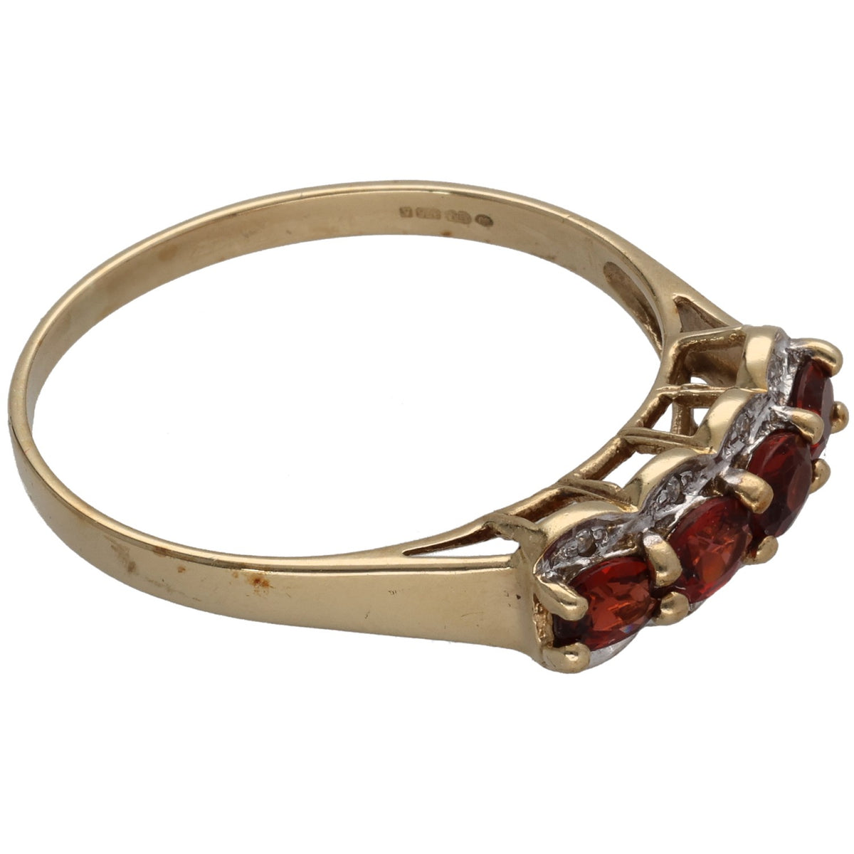 9ct Gold Garnet & 0.04ct Diamond Dress/Cocktail Ring Size W