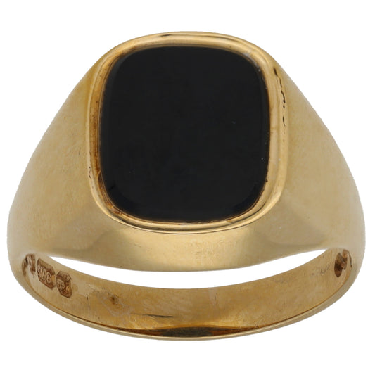 9ct Gold Onyx Signet Ring Size T