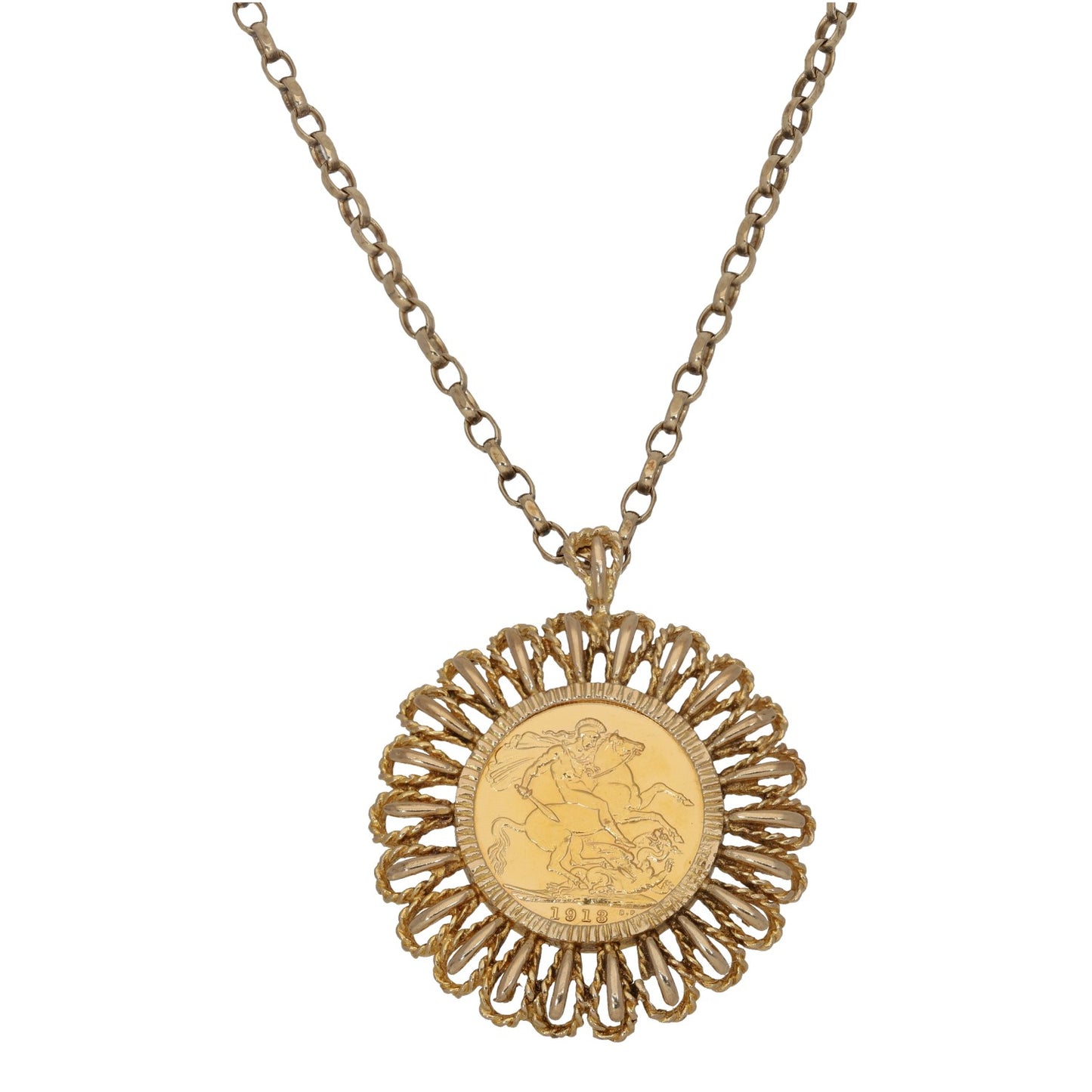 9ct Gold Full Sovereign Coin Pendant With Chain