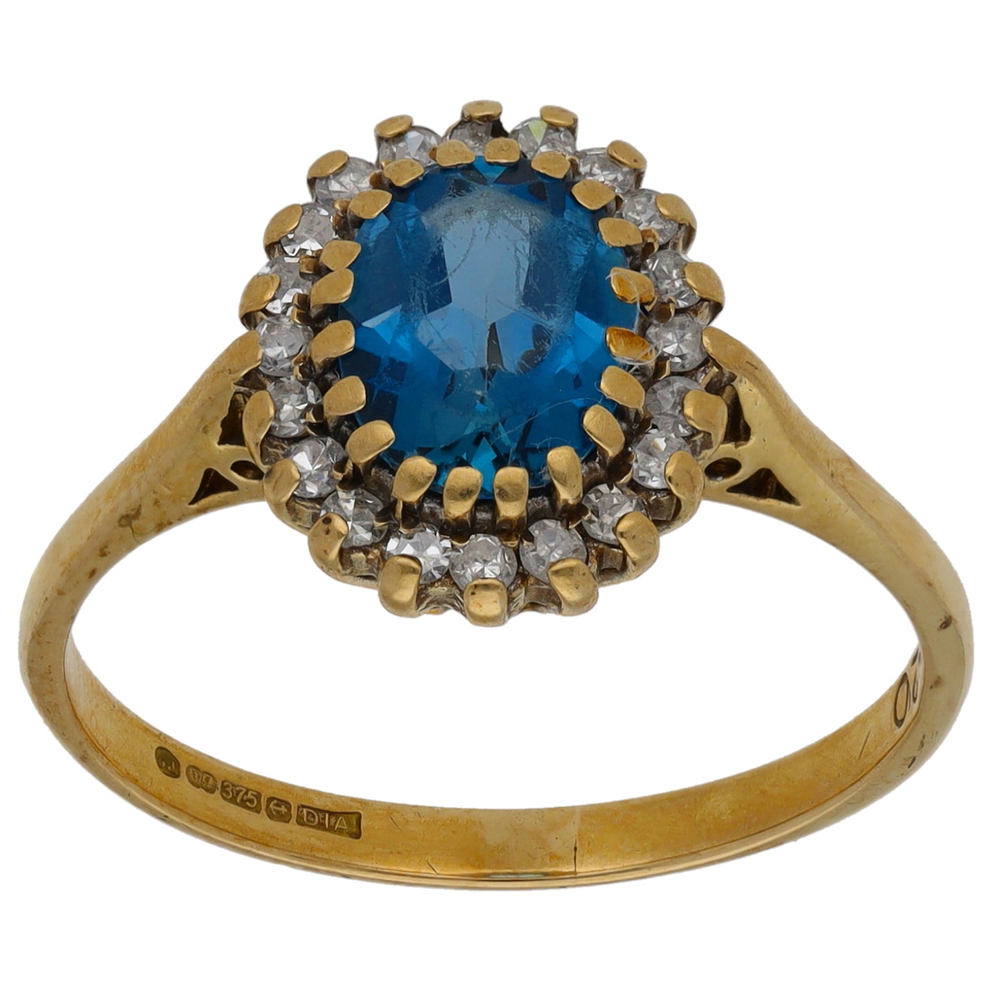 9ct Gold 0.20ct Diamond & Coated Topaz Dress/Cocktail Ring Size P
