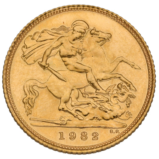 22ct Gold Queen Elizabeth II Half Sovereign Coin 1982
