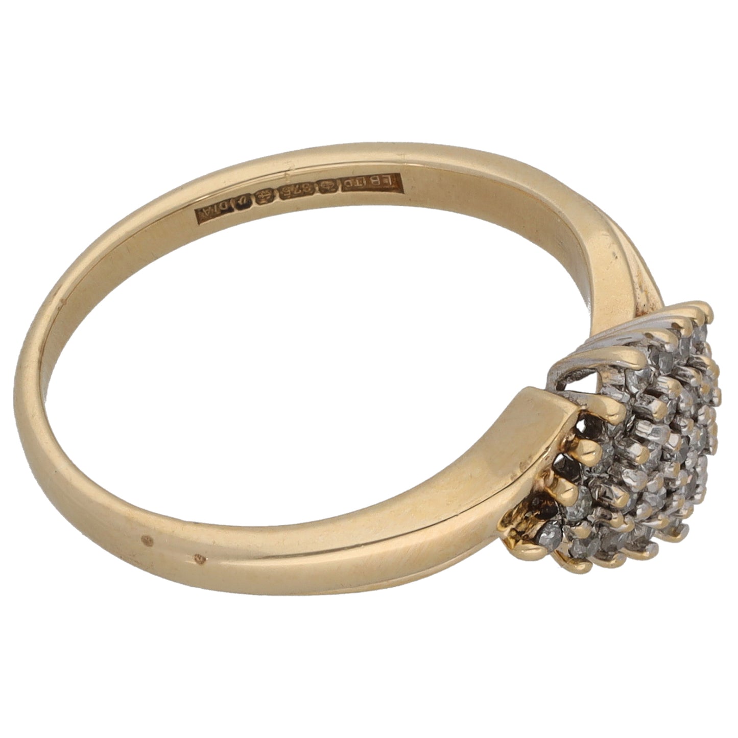 9ct Gold 0.15ct Diamond Cluster Ring Size L