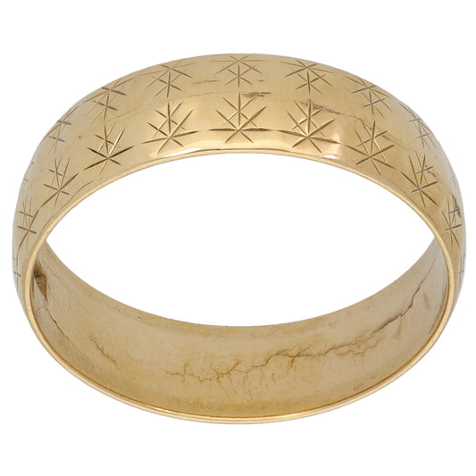 9ct Gold Patterned Wedding Ring Size O