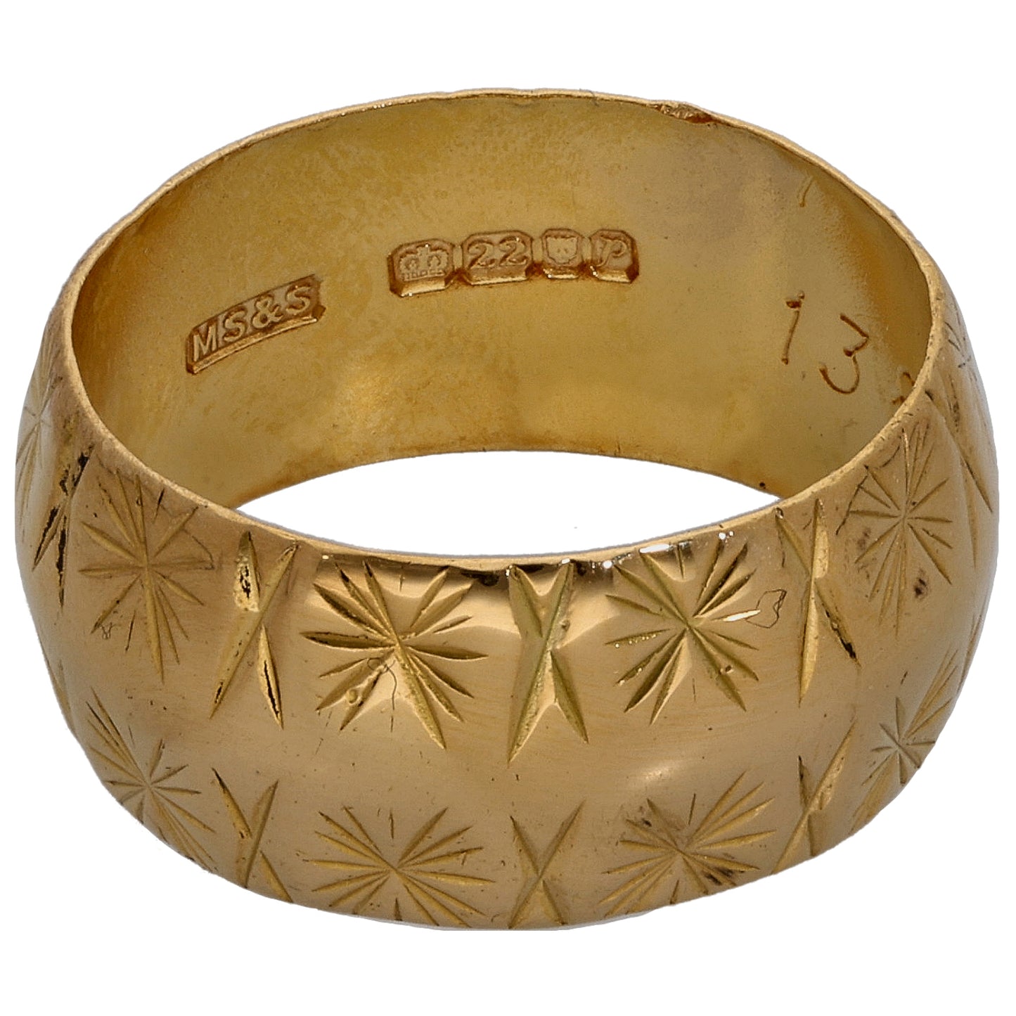 22ct Gold Patterned Wedding Ring Size K