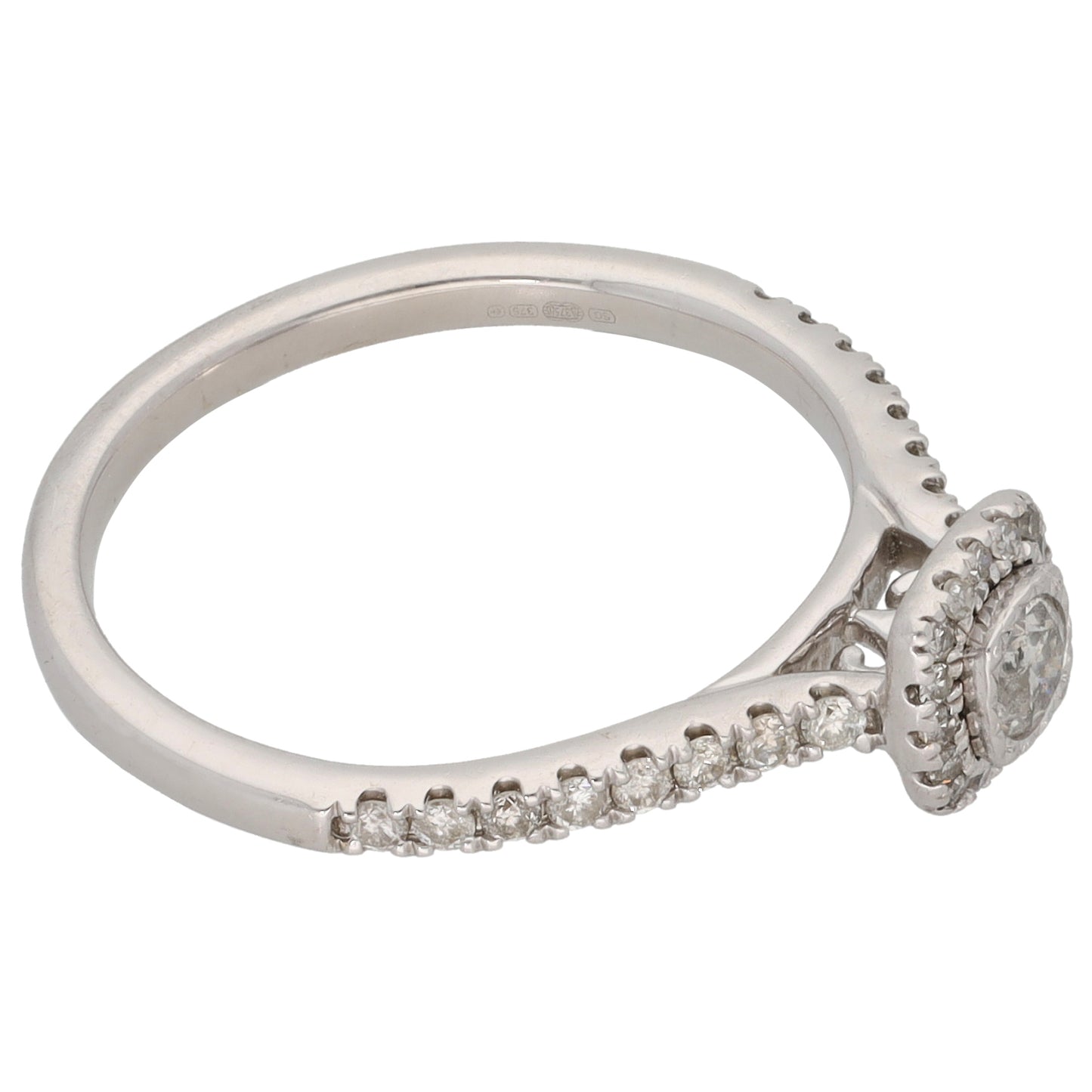9ct White Gold 0.33ct Diamond Halo Ring Size L
