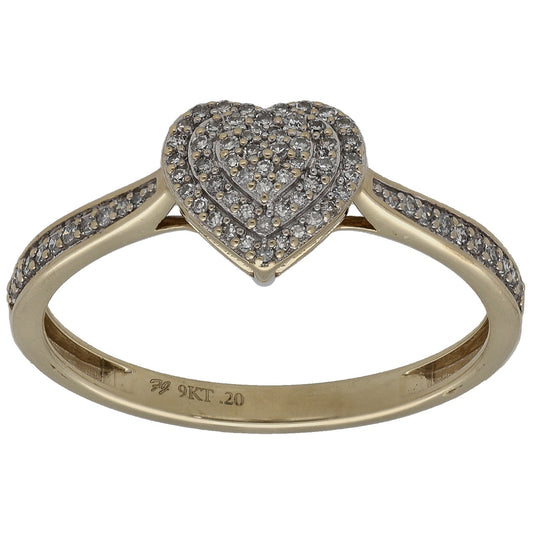 9ct Gold 0.185ct Diamond Cluster Ring Size R