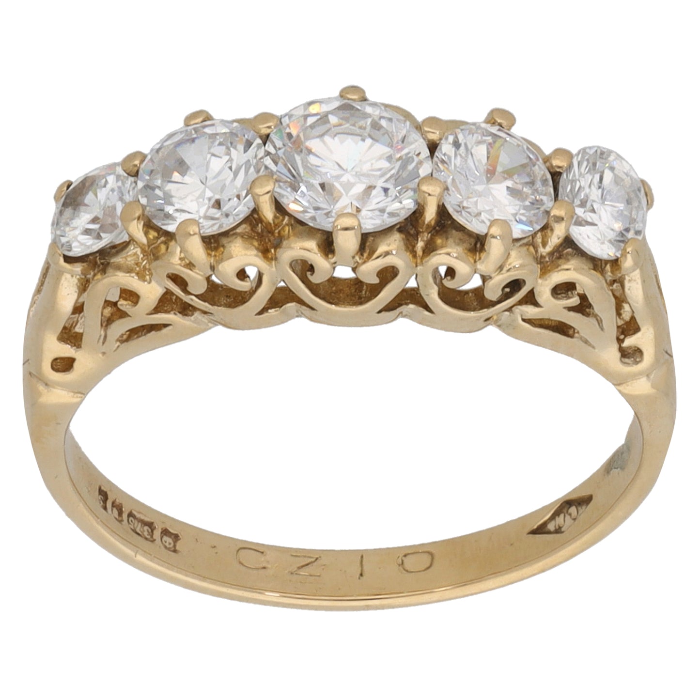 9ct Gold Cubic Zirconia Half Eternity Ring Size M