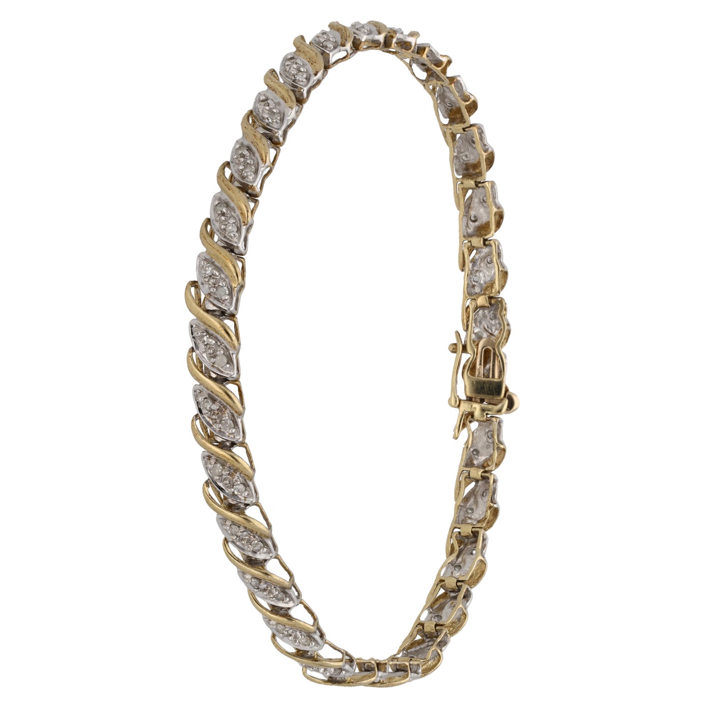 9ct Gold 0.58ct Diamond Fancy Stone Set Bracelet