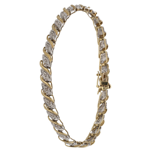 9ct Gold 0.58ct Diamond Fancy Stone Set Bracelet