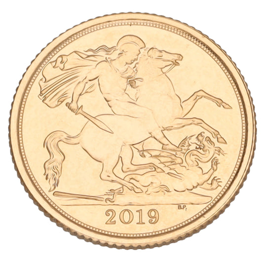 22ct Gold Queen Elizabeth II Half Sovereign Coin 2019