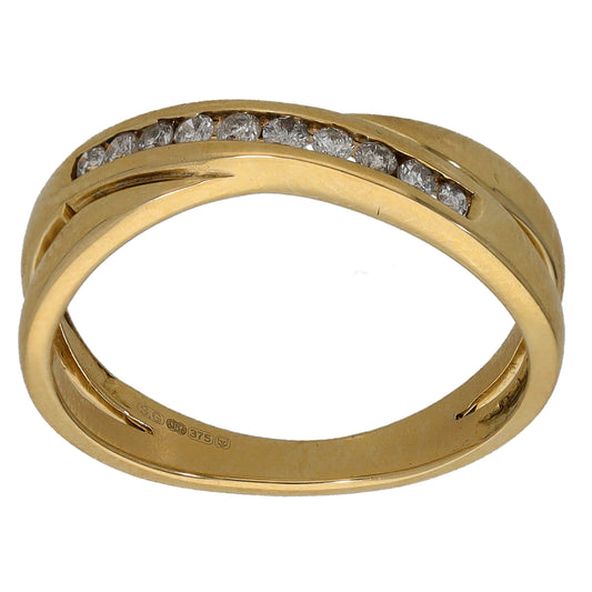9ct Gold 0.15ct Diamond Half Eternity Ring Size L