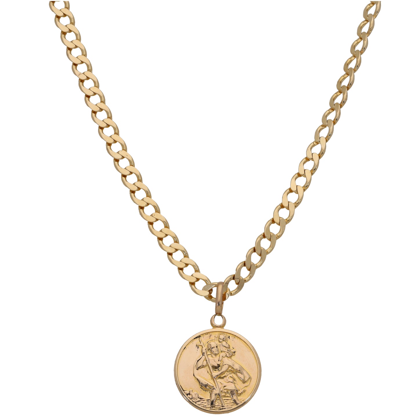 9ct Gold St Christopher Pendant With Chain