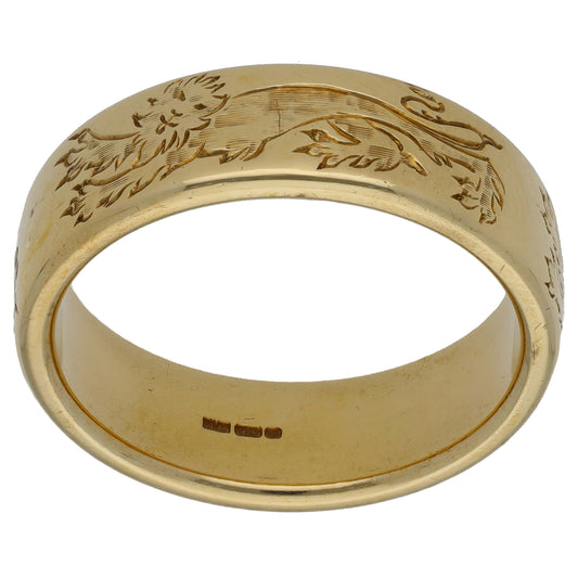9ct Gold Patterned Wedding Ring Size V