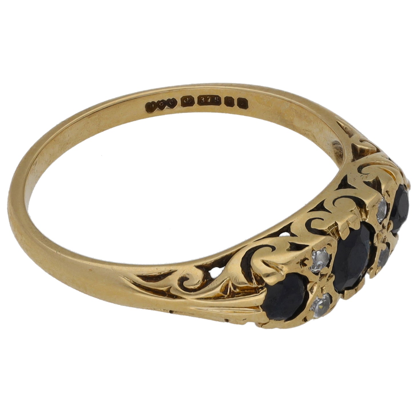 9ct Gold Sapphire & Cubic Zirconia Dress/Cocktail Ring Size N