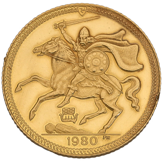 22ct Gold Isle Of Man Half Sovereign Coin 1980