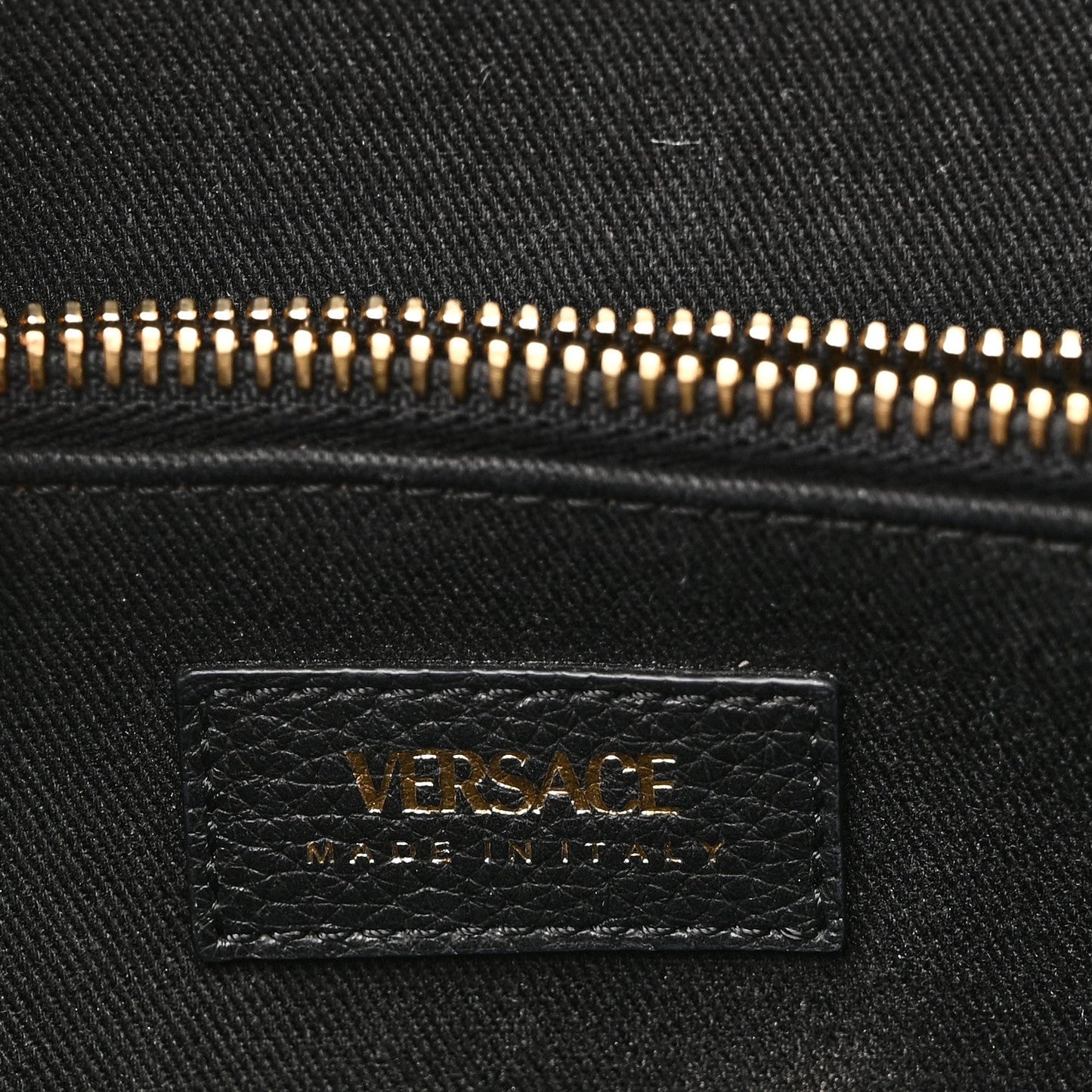 Versace Virtus V Grained Calfskin Leather Bag - Black