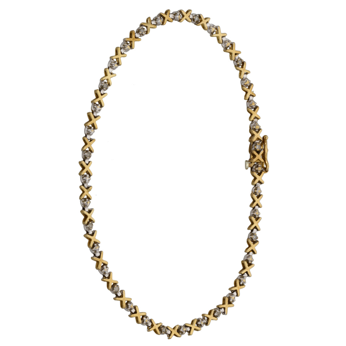 9ct Gold 0.11ct Round Diamond Fancy Stone Set Bracelet